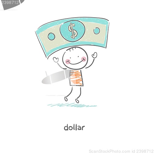 Image of Man and money. Illustration.