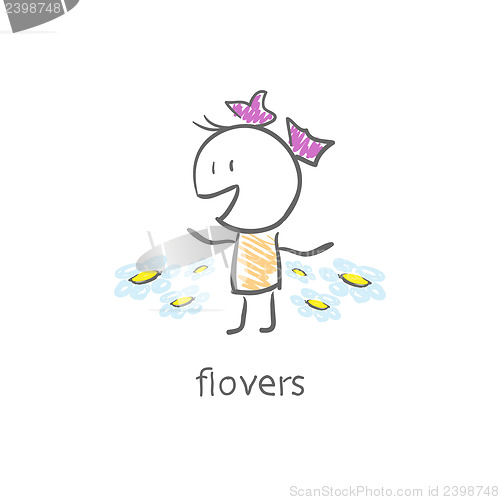 Image of Girl and flowers