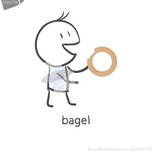 Image of Cartoon guy eats a bagel