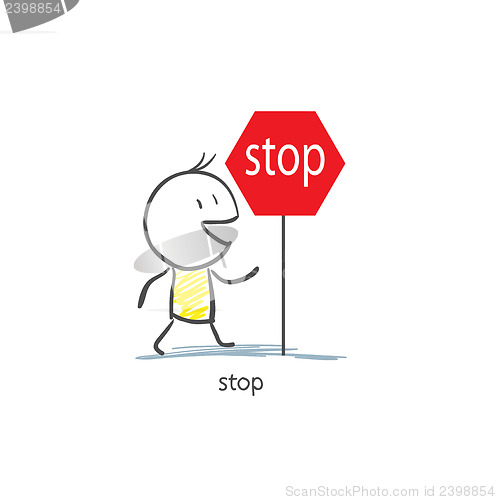 Image of Man To Stop Sign 