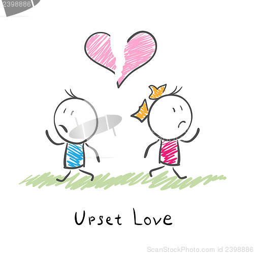 Image of Broken up love. Conceptual illustration of the conflict between 