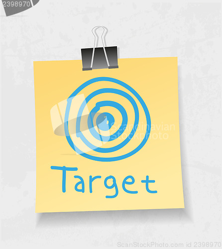 Image of Yellow note paper and attach. Target concept