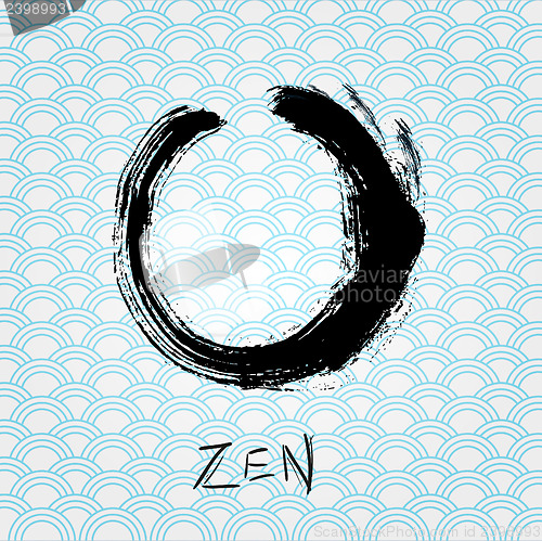 Image of Zen calligraphy brushstroke circle. Oriental character.