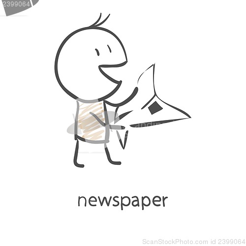 Image of Cartoon man reading a newspaper