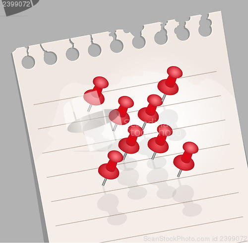 Image of Note paper with red pins.