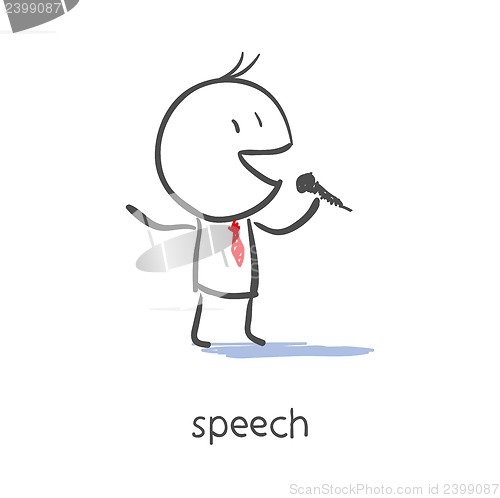 Image of Businessman Talking On Microphone