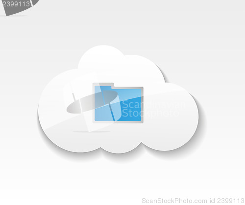 Image of Cloud computing. Symbol of clouds and folder with documents. Con