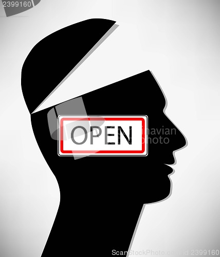 Image of Conceptual Illustration of a open minded man. A man with an open