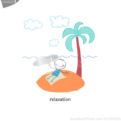 Image of Man on vacation. Illustration.