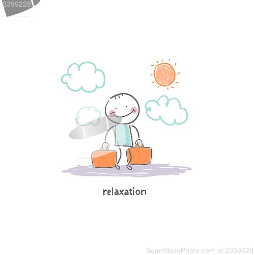 Image of Man on vacation. Illustration.
