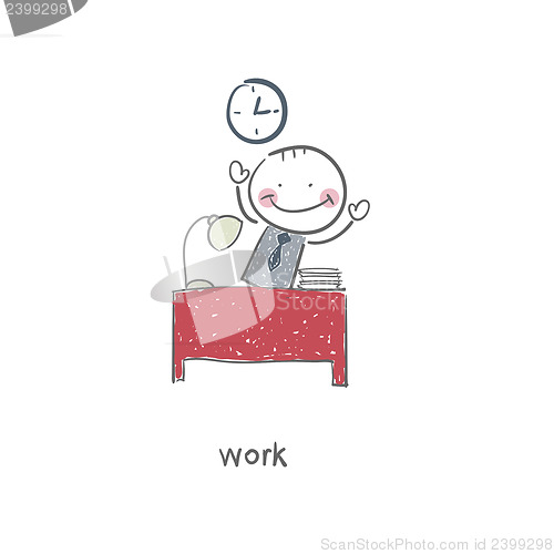 Image of The man at the desk.