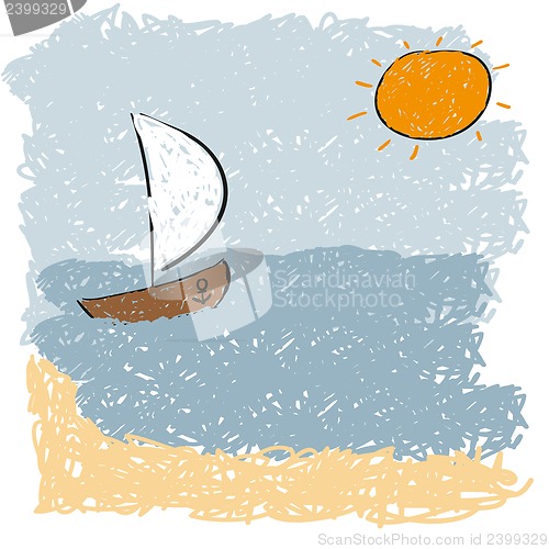 Image of sea waves and rising sun