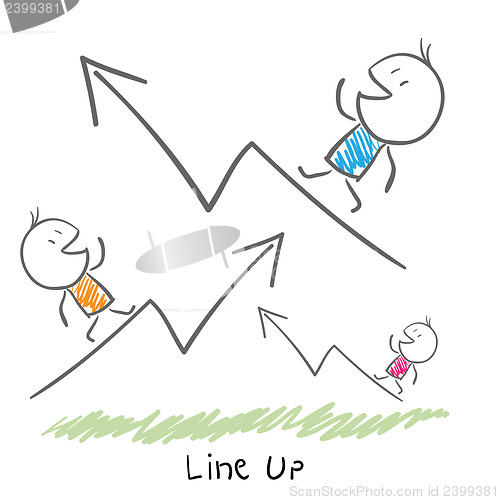 Image of Conceptual illustration of the growth of the business. Line up.