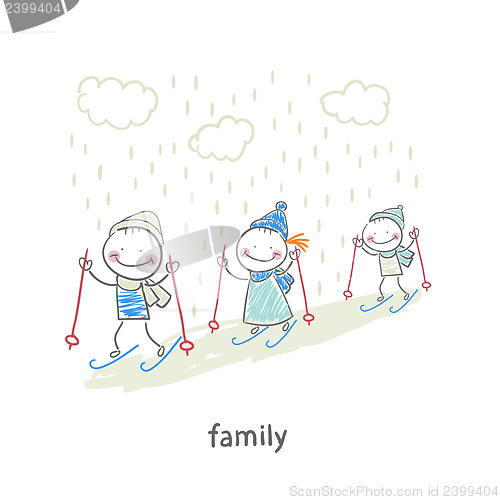 Image of Family skiing