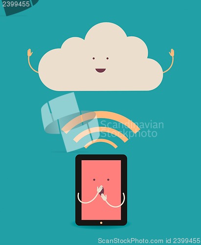 Image of Cloud computing. The concept of reception and transmission of in