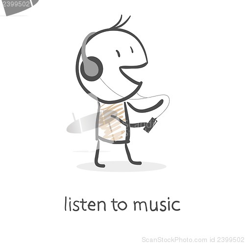 Image of Cartoon man listening to music
