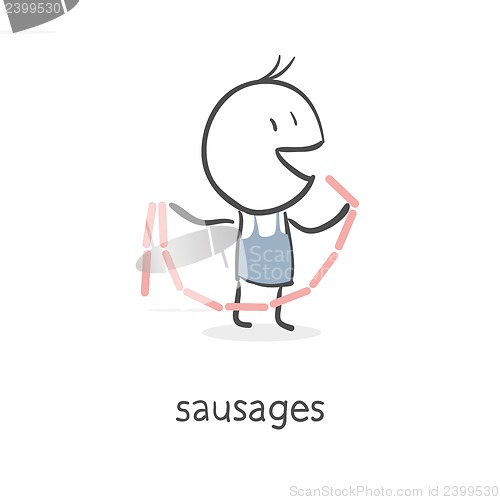 Image of Man eating a sausage