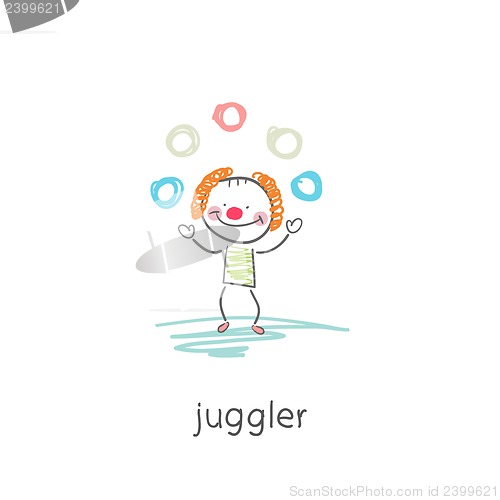 Image of Clown juggler. Illustration.