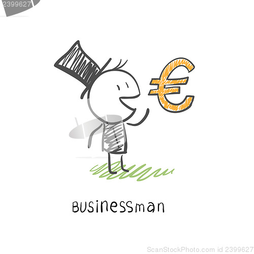 Image of Businessman and Euro symbol. Business illustration.