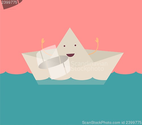 Image of Paper boat, vector illustration