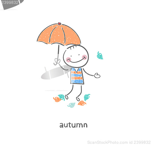 Image of A man under an umbrella.