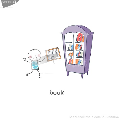 Image of Reader of books. Illustration.