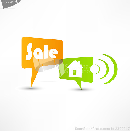 Image of House for sale. Concept speech bubbles