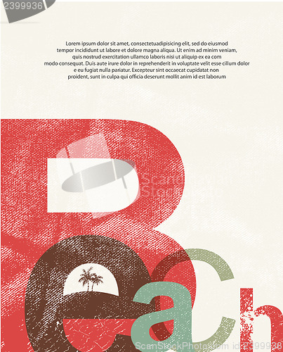 Image of Beach. Retro grunge typographic poster.