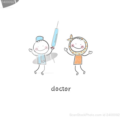 Image of Doctor and patient. Illustration.