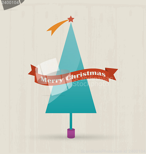 Image of Christmas tree with merry christmas text.