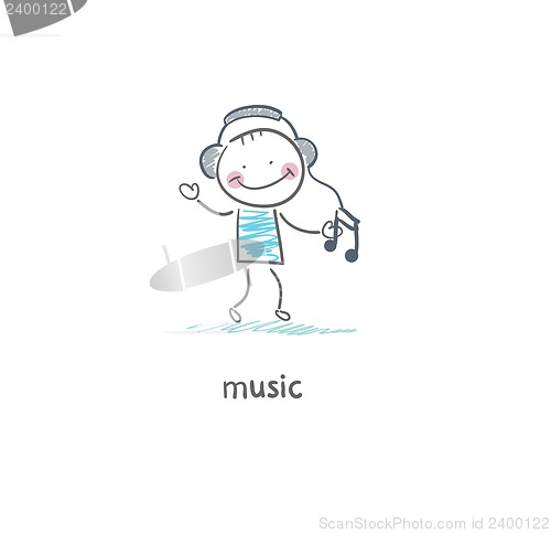 Image of A man listens to music
