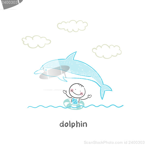 Image of dolphin and man