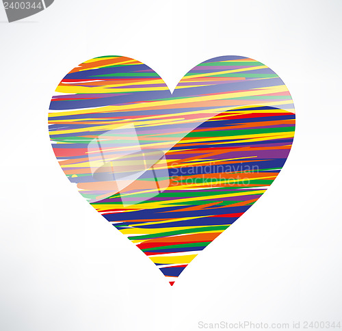 Image of Heart  icon. Illustrated with colored stripes. The concept of lo