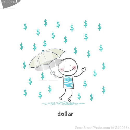 Image of Rain of dollars. Illustration.