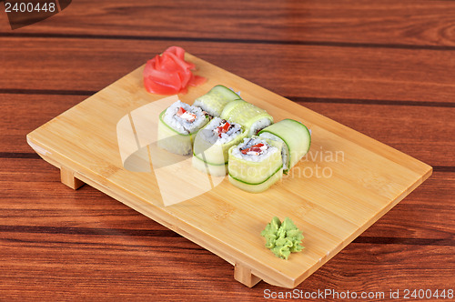 Image of cucumber sushi rolls