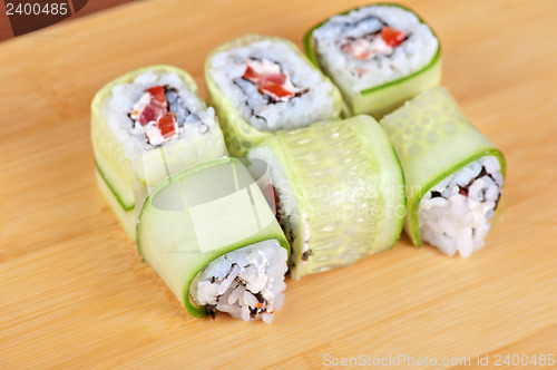 Image of cucumber sushi rolls