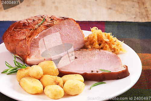 Image of Pork loin on white plate