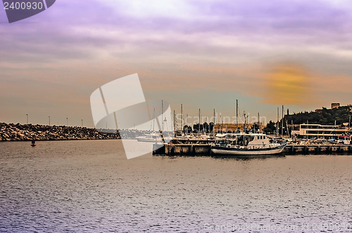 Image of Boats at sunset.