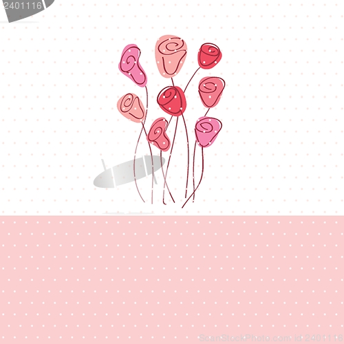 Image of Vintage card with hand drawn flowers
