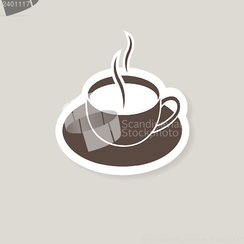 Image of warm cup of coffee on brown background