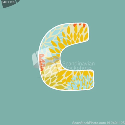 Image of Grunge Vector Letter. Green Eco Style. Font Symbol C.