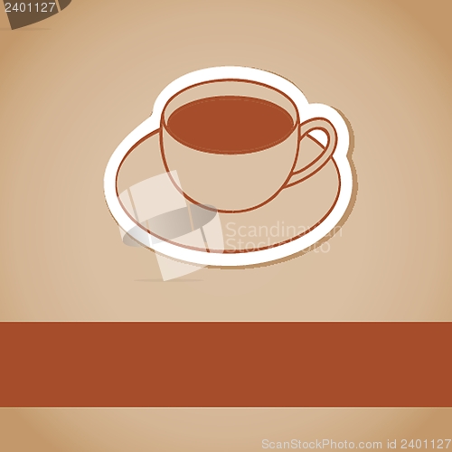 Image of warm cup of coffee on brown background