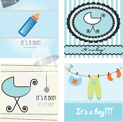 Image of Set baby boy announcement card.