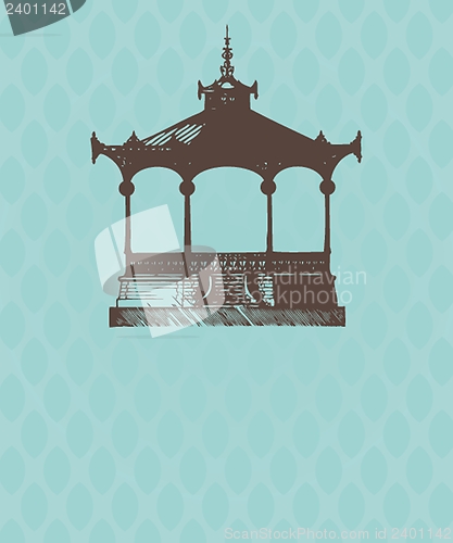Image of Vintage card with old pavilion.