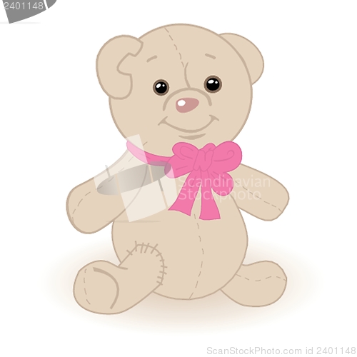 Image of Cute grey teddy bear with patch.