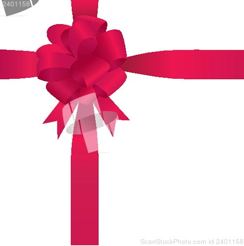 Image of Shiny red satin ribbon on white background