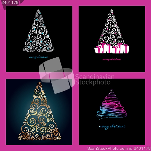 Image of Set off Christmas card with holiday elements.