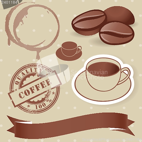 Image of warm cup of coffee on brown background