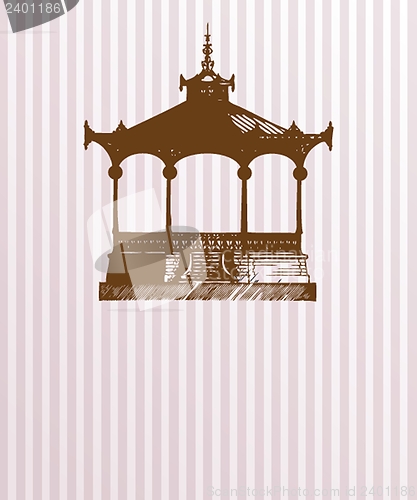 Image of Vintage card with old pavilion.