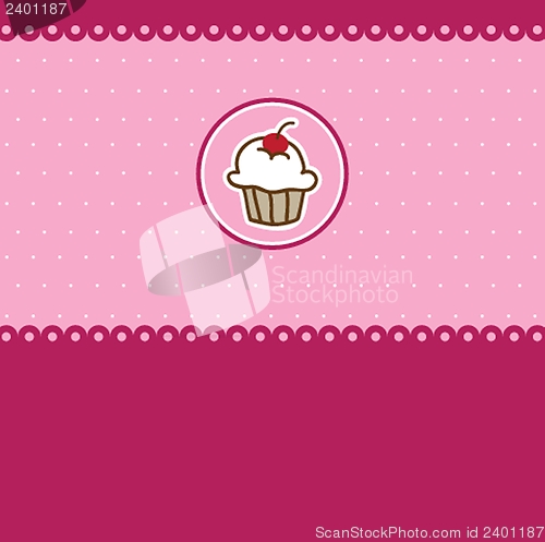 Image of Cute vector background with small cupcake
